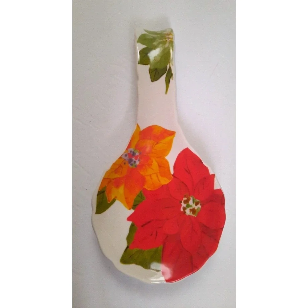 Pioneer Woman Spoon Rest Poinsettia & Celebrate Spring‎ Together Placemats 3pc